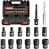 14 Pieces 1/2inch Tap Extractors, Impact Twist Lug Nut Removal Tool, Stripped for Damaged, Frozen, Studs, Rusted, Rounded-Off