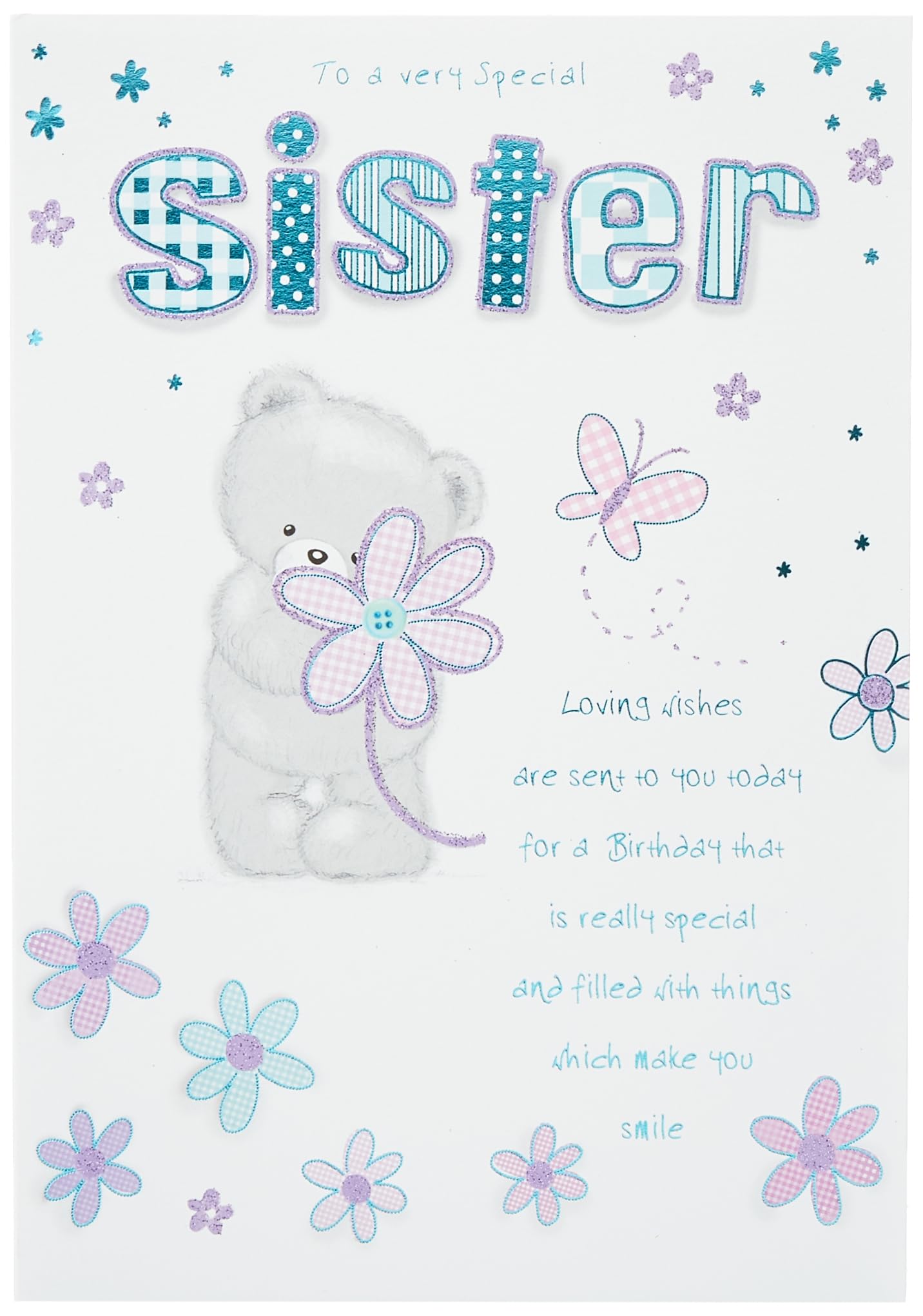 Piccadilly Greetings Group Ltd Special Sister Birthday Card - Large 9 x 6.25 Inches,blue|green