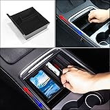 Carwiner Center Console Organizer Tray for 2021 2022 Tesla Model 3/Y Interior Accessories Flocked Armrest Hidden Cubby Drawer
