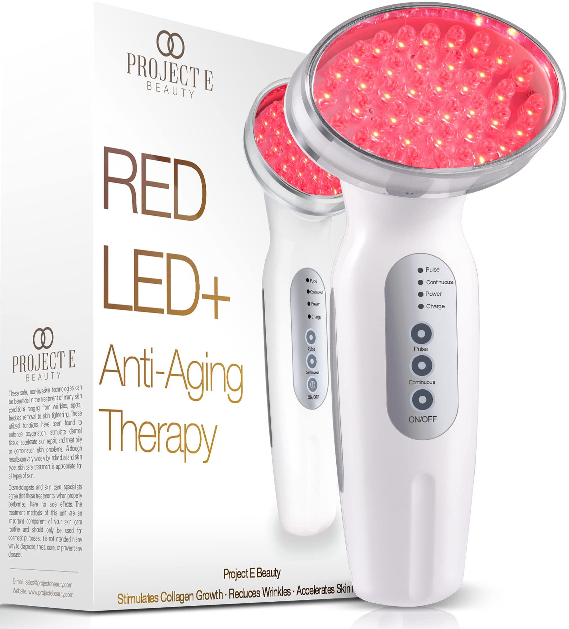 RED Light Therapy Machine by Project E Beauty | Anti-Aging | Collagen Boost| Diminishes Fine Lines & Wrinkles | Instant Firming & Lifting | Tightens & Tones | Wireless & Portable