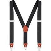 EOAYONY Men's suspenders Elastic Y Back Adjustable Heavy Duty Strong Clips 1.4" Wide