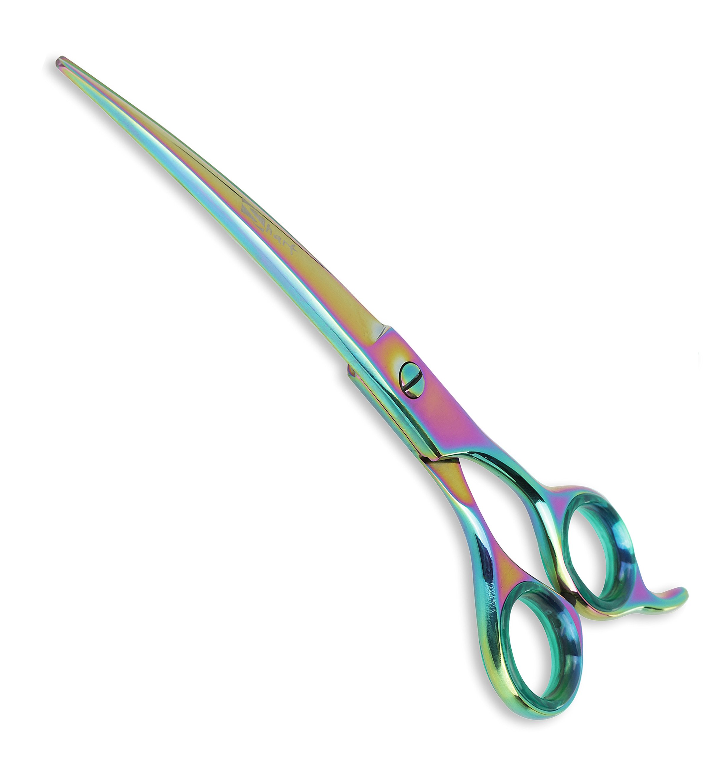 Sharf Rainbow 7.5 Inch Curved Dog Grooming Scissors for Perfect Flawless Precision Styling - 440C Japanese Steel Curved Scissors for Dog Grooming - Trusted Brand for Dog Grooming Curved Scissors