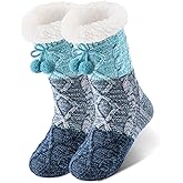 HONGTEYA Women Slipper Fuzzy Socks, Non Slip Winter Warm Fluffy Fleece Lined Cozy Soft Thick Comfy Thermal Christmas Sock