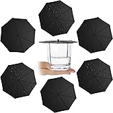 Patelai Set of 6 Silicone Cup Covers 4.13 Inch Flexible Umbrella Hot Cup Lids Coffee Mug Covers Reusable Mug Tea Pots Lid for Coffee Tea(Black)