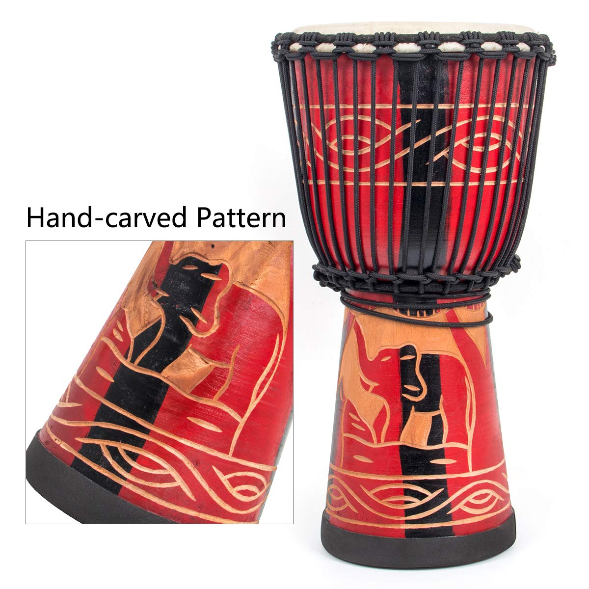 Djembes HandCarved Bongo Congo Djembe Drum 9.5 x 20 Mahogany Goatskin