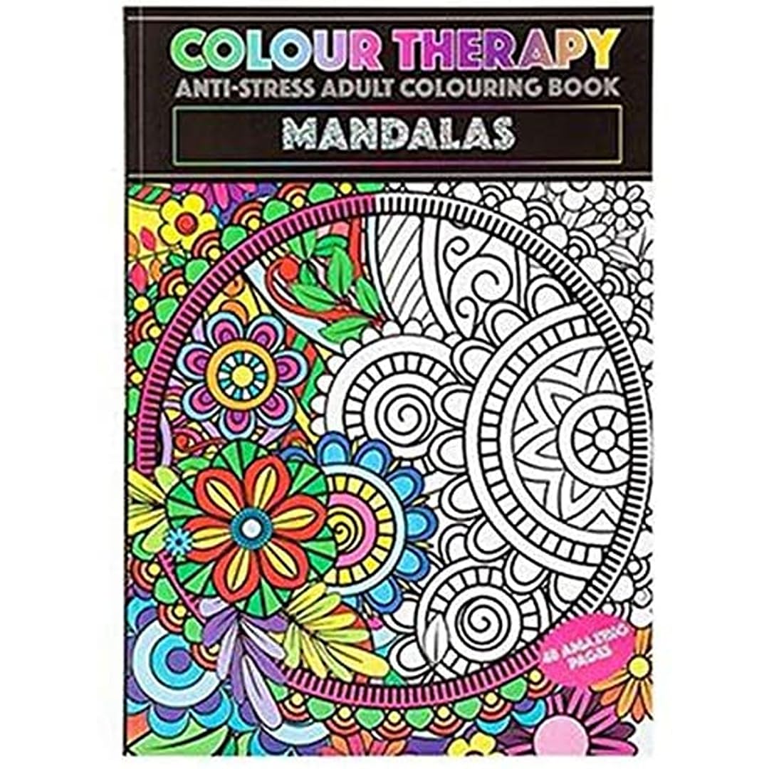 Colour Mandalas Theme Therapy Book - A4 Size 48 Pages (1 Pc.) - Stress Relief & High-Quality Artwork - Perfect for Mindful Meditations