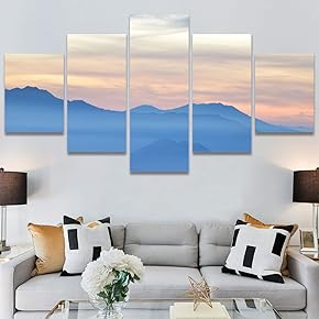 SIGNWIN 5 Panel Canvas Wall Art Landscape Mountain...