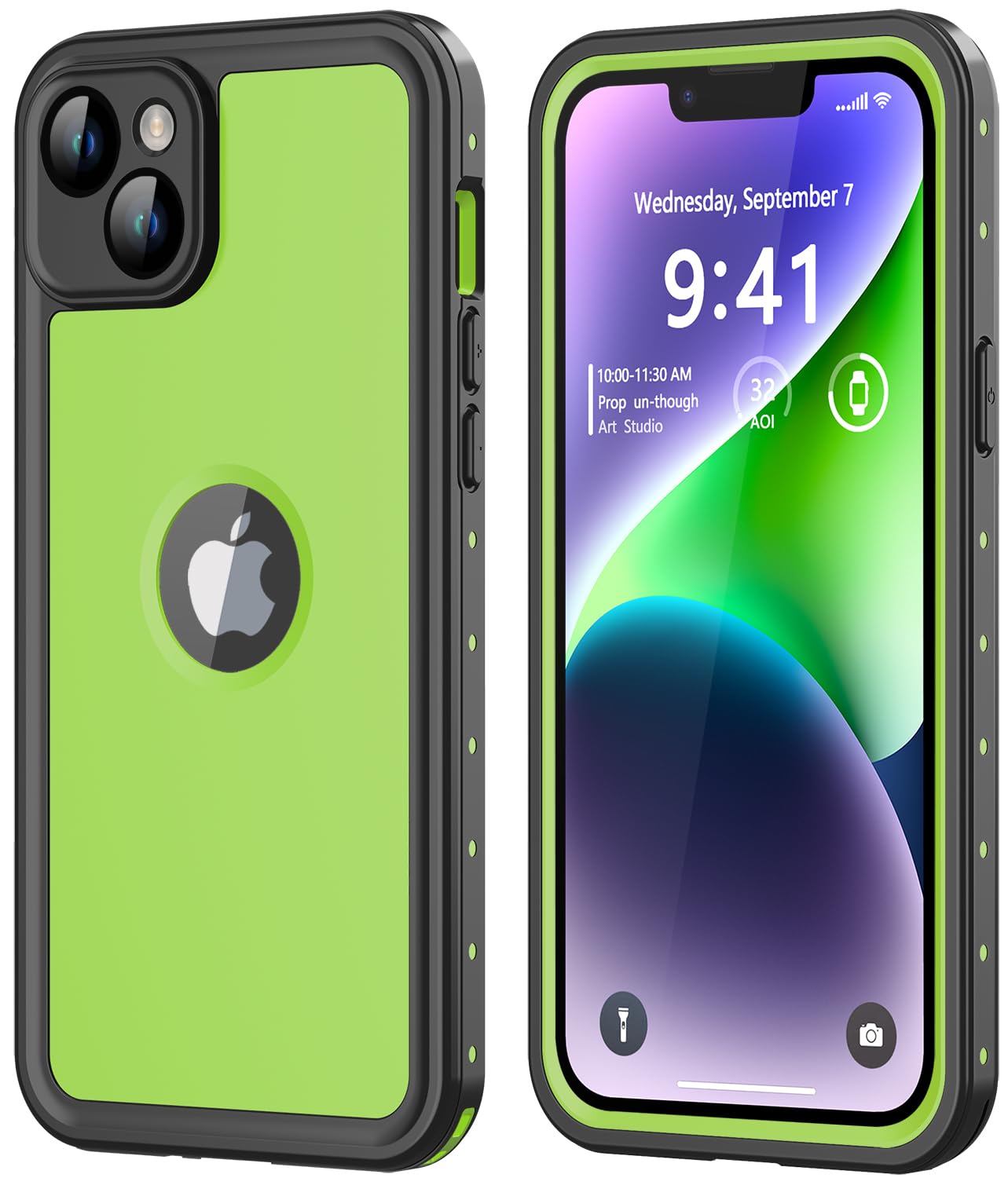 Photo 1 of Protebox for iPhone 14 Waterproof Case with Built-in Screen Protector, Shockproof Dustproof Full Body Protective IP68 Waterproof Phone Case for iPhone 14 6.1 inch (Green)