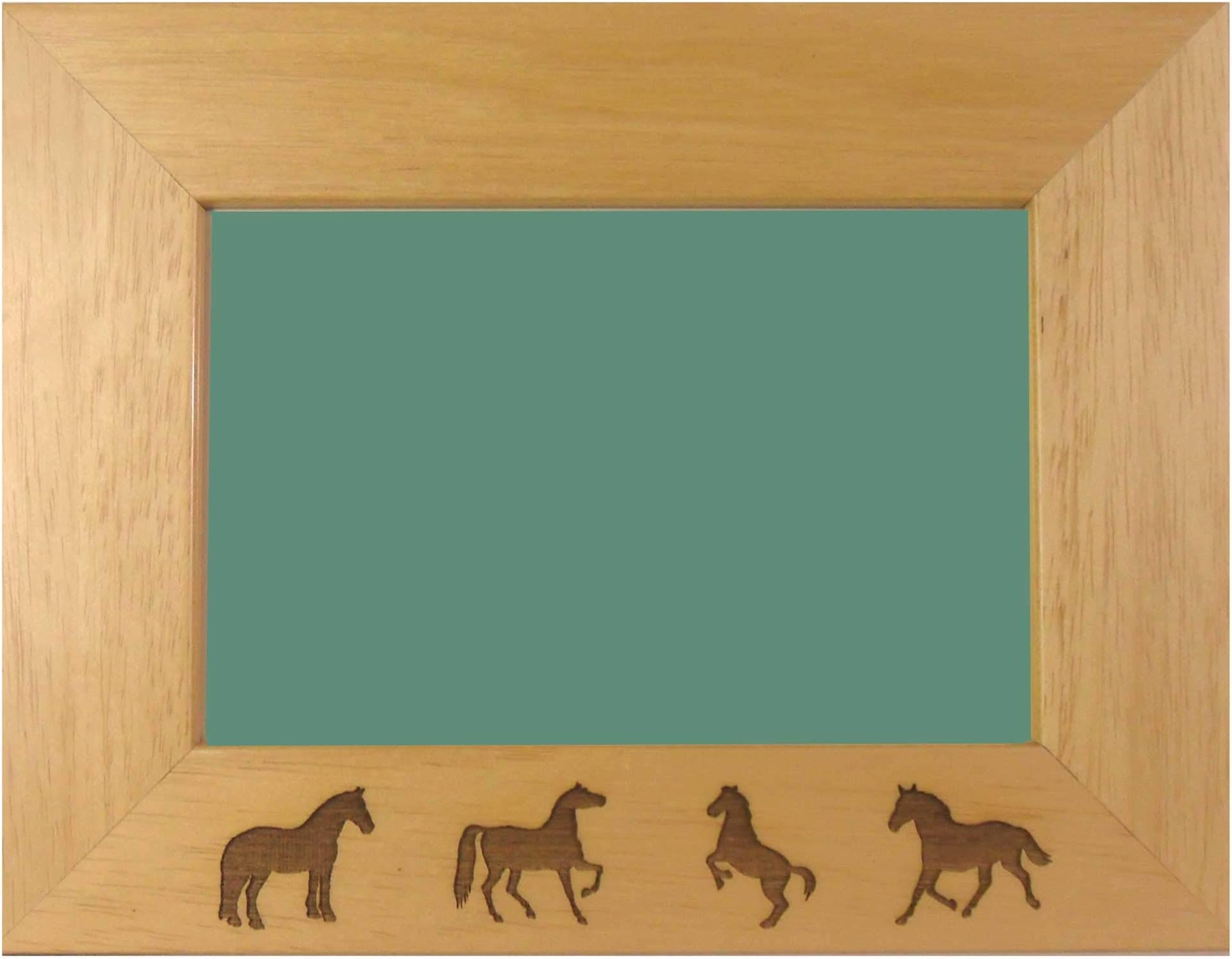 Horses Design Engraved Wooden Photo Frame - Holds Landscape 6 x 4" Pictures