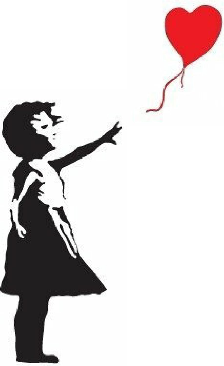 Girl With Red Balloon Large Wall Sticker Street Art Graffiti Vinyl...