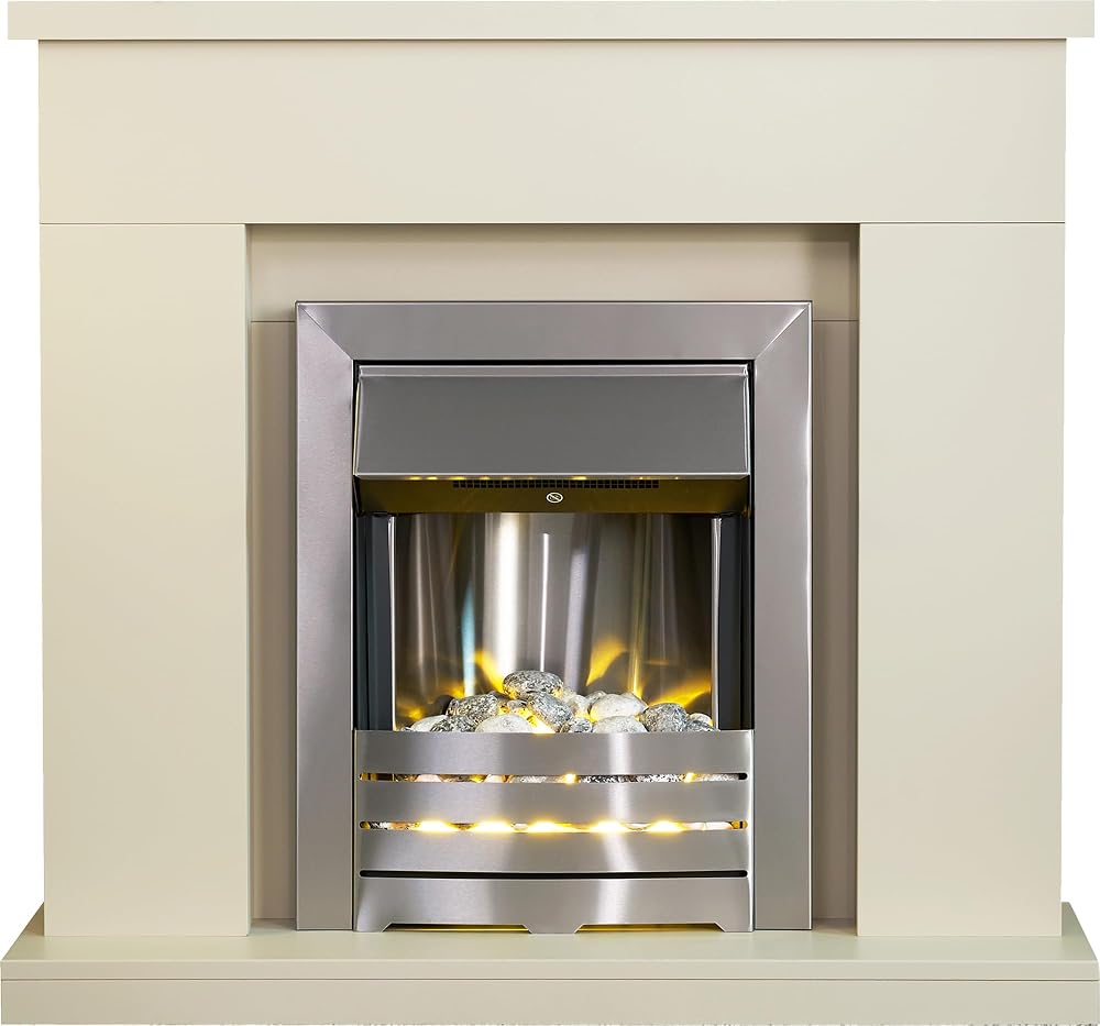 Adam Lomond Stone Effect Fireplace with Helios Brushed Steel Electric Fire 39