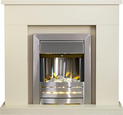 Adam Lomond Stone Effect Fireplace with Helios Brushed Steel Electric Fire 39