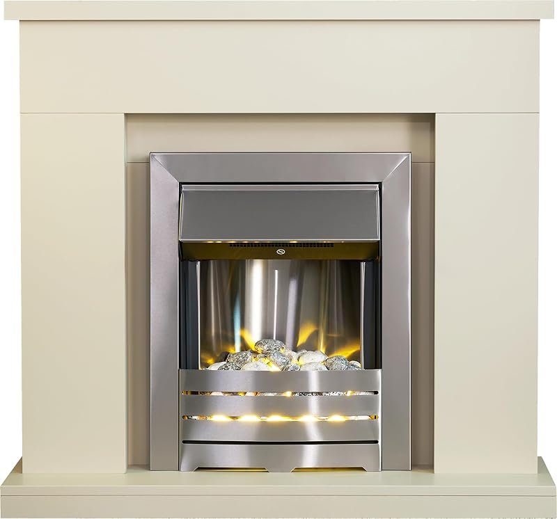 Adam Lomond Stone Effect Fireplace with Helios Brushed Steel Electric Fire 39