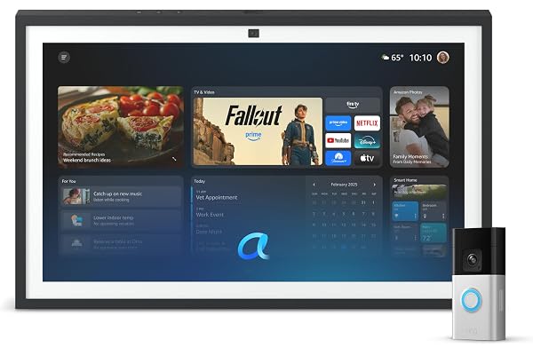 Amazon Echo Show 21 (newest model) with Ring Battery Doorbell Pro (newest model), Designed for Alexa+