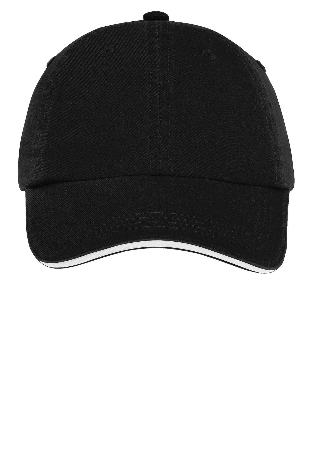 Port AuthoritySandwich Bill Cap with Striped Closure OSFA Black/White