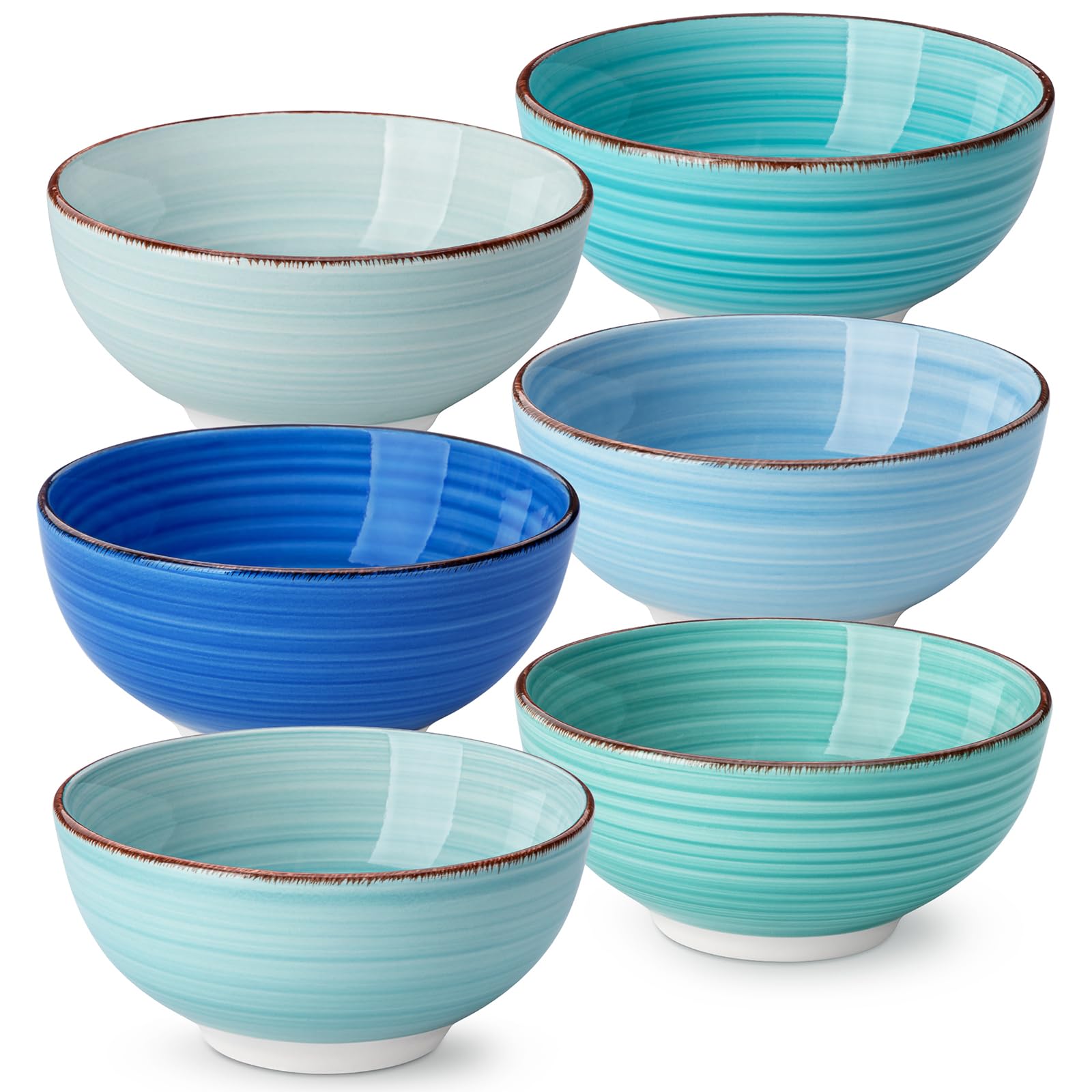 Photo 1 of vancasso Bonita 12 Oz Small Bowls Set of 6, Ceramic Mini Dessert & Dipping Dishes, 5" Kids Bowls for Dip and Snacks, Dishwasher & Microwave Safe, Blue