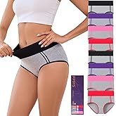 PPBYS Womens High Waisted Tummy Control Underwear C Section Underwear Soft Cotton Panties Full Coverage Briefs