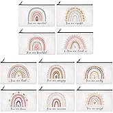 Reginary 20 Pcs Makeup Bags Bulk for Women Rainbow Canvas Cosmetic Bag Inspirational Roomy Makeup Bags with Zipper Pouch Travel Toiletry Bag for Christmas Birthday Appreciation(Rainbow)