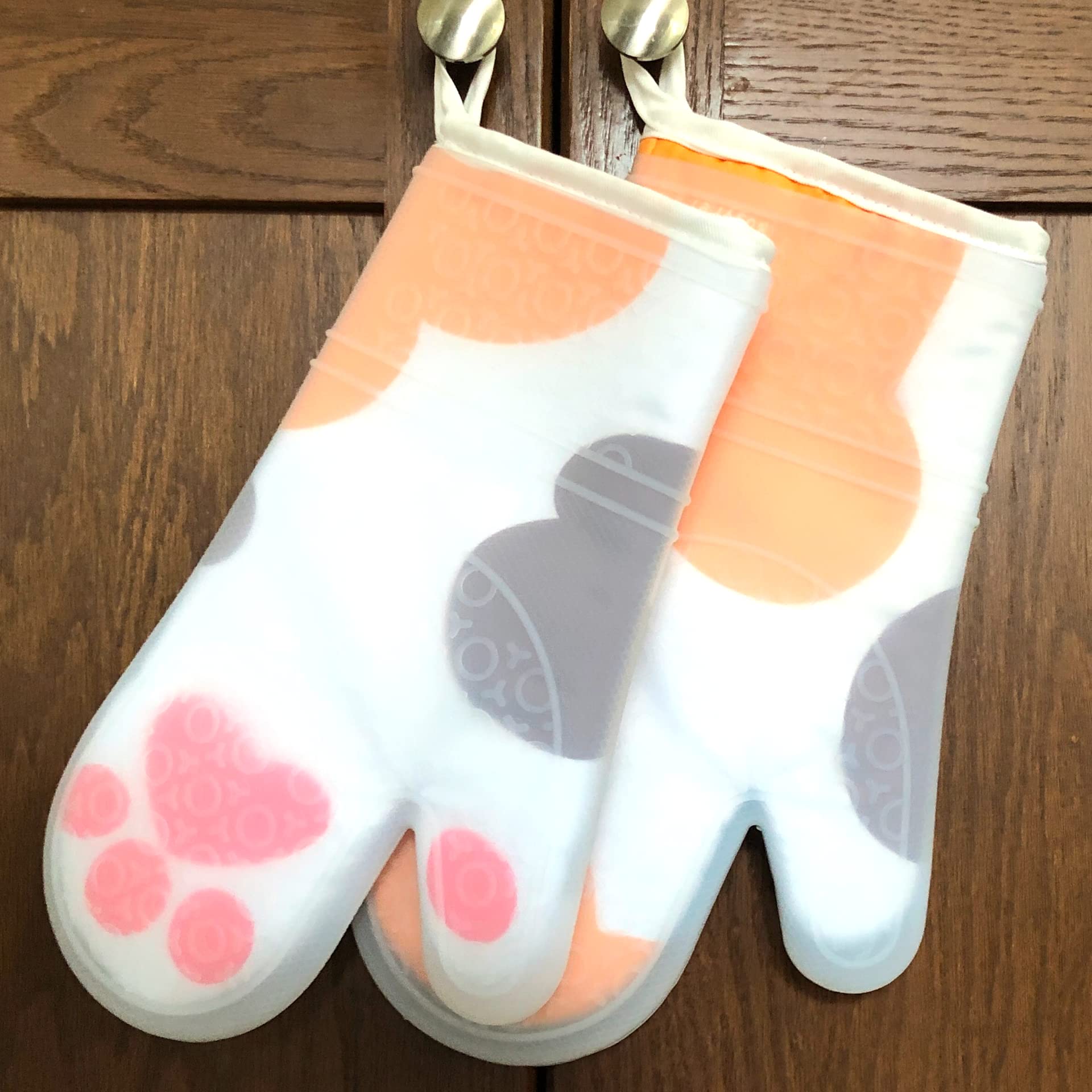 Silicone Oven Mitts Heat Resistant (One Pair) Cute Oven Mitts Pot Holders for Kitchen Oven Gloves Silicon Oven Mitts Pair Cat Oven Mitts for Baking
