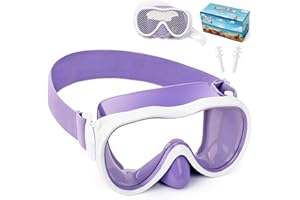 IGYM Kids Swim Goggles, Snorkel Mask Diving Mask Swimming Goggles with Nose Cover and Wide Elastic Straps Cover with Mesh Bag & Ear Plugs