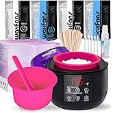 Smart Waxing Kit for Women - Wax Kits for Hair Removal | Auto Keep-Warm Function, 2 Auto Modes (Sensitive/Body), Smart Digital Wax Warmer for Beginner, with 4 Packs wax beads & Tools(Purple)