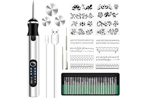 HPEVA USB Rechargeable Micro Engraver Etching Pen,25W Mini Electric Engraving Tool,Portable Precision Engraving Pen with 35bits for DIY Jewelry Glass Wood Plastic (Silver)