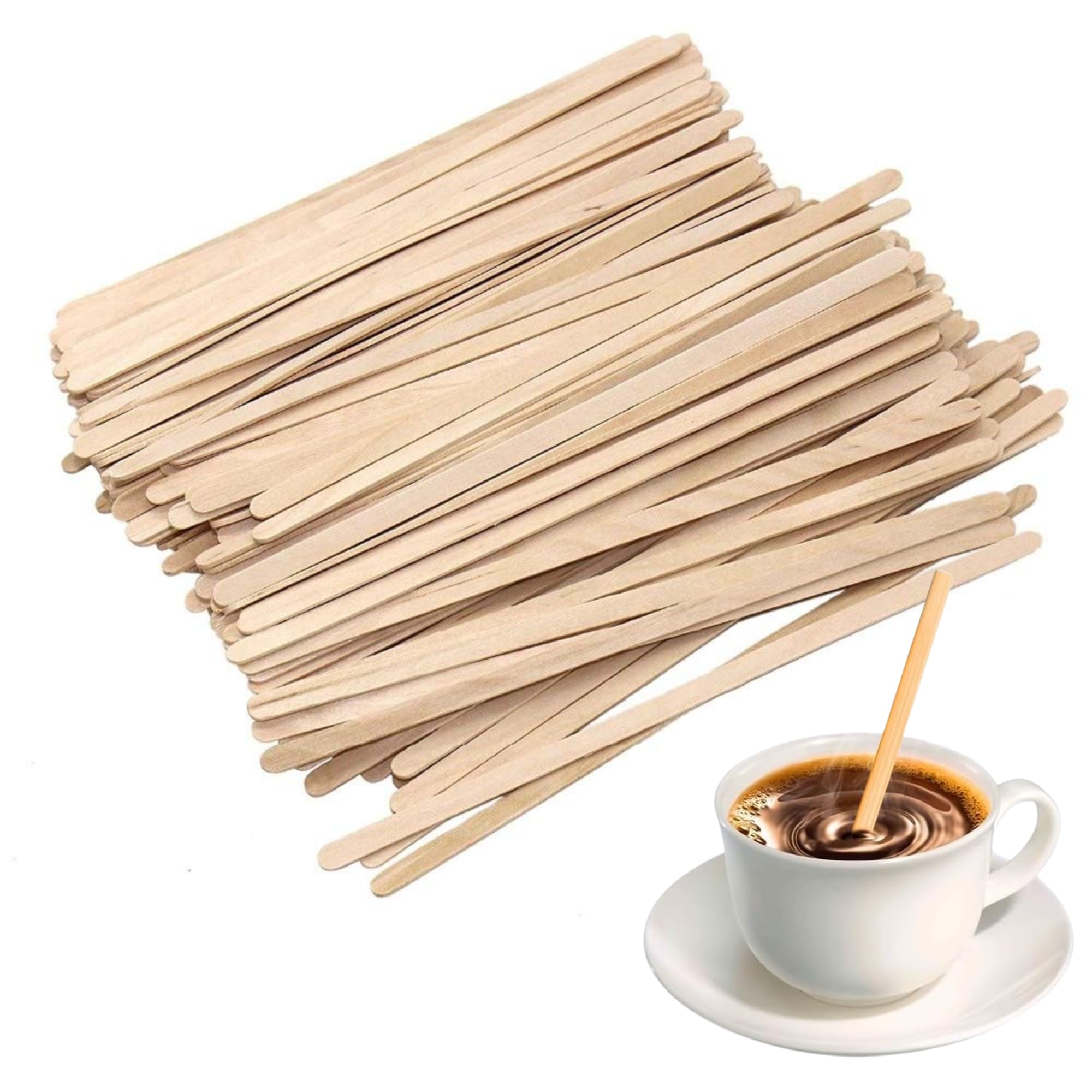 Wooden Coffee Stirrers x 100, Disposable and Eco Friendly, Wooden Stirrer, Cocktail Sticks, Hot & Cold Drink Stirrers, Coffee & Cocktails 140mm (100 stirrers) - EJJECO