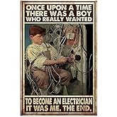 Metal Poster Plaque There was A Boy Who Really Loved Electrician Retro Metal Tin Sign Vintage Aluminum Sign for Home Decor Room Metal Decor 8x12 Inch
