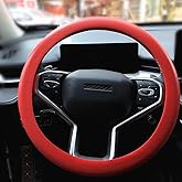 Red Car Steering Wheel Cover: RPKEY 13.5 to 15 inches Silicone Steering Cover Compatible with Most of Car Models | Replacement for Steering Wheel Cover