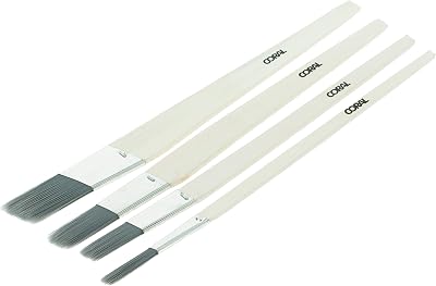 CORAL Precision Lining Fitch Brushes 4 Set - Synthetic Bristle, Wooden Handle