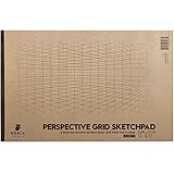 Koala Tools | Drawing Perspective (2-Point) Large Sketch Pad | 11" x 17", 40 pp. - Perspective Grid Graph Paper for Interior 