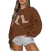 Wedsadl Western Cowgirl Boots Graphic Sweatshirts For Women Country Vintage Hoodies Long Sleeve Cowboy Rodeo Shirts Pullover