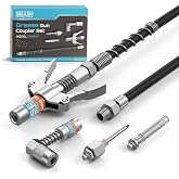 Seesii Grease Gun Accessory Kit for Easy Greasing Narrow &amp; Tight Spaces | Includes Quick-Release Coupler, 90 Degree Grease Gun Coupler Adapter, 12 Inch Flexible Hose, 2 Grease Needle Tips
