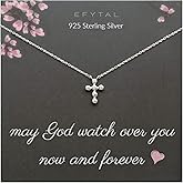 EFYTAL First Communion Gifts, Sterling Silver Dainty CZ Cross Necklace for Women, Confirmation Gifts for Teen, Baptism Gift for Women