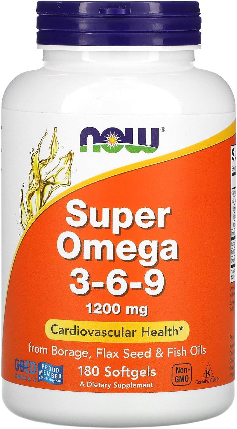 Now Foods Super Omega 3-6-9 Soft-gels, 1200Mg, 180-Count
