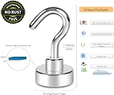 Neosmuk Magnetic Hooks 22lb Extra Strong | White Pack of 4 view 2