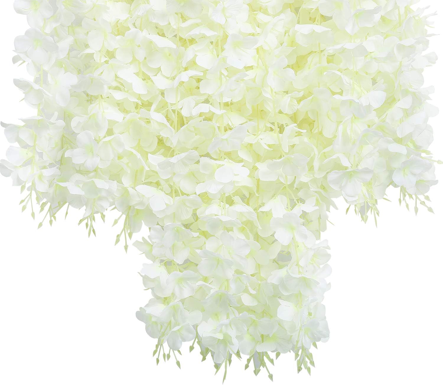 U'Artlines 24 Pack 3.6 Feet/Piece Artificial Fake Wisteria Vine Ratta Hanging Garland Silk Flowers Home Party Wedding Decor (24, White) - Image 5