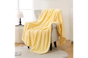 Bnuitland Light Yellow Flannel Throw Blanket (50X40 inches), 300 GSM Fleece Cozy Warm Soft Lightweight Bed Sofa Blanket for Babys and Pets, Suitable for All Seasons