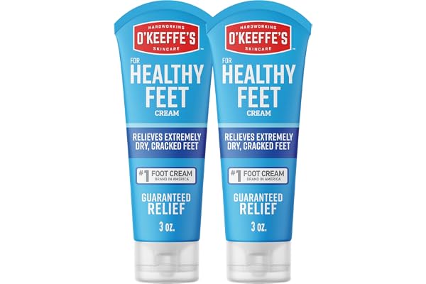 O'Keeffe's for Healthy Feet Foot Cream - 3 oz Tube (2 Pack) - Guaranteed Relief for Extremely Cracked, Dry Feet, Repairing Skincare, Instantly Boosts and Retains Moisture Levels