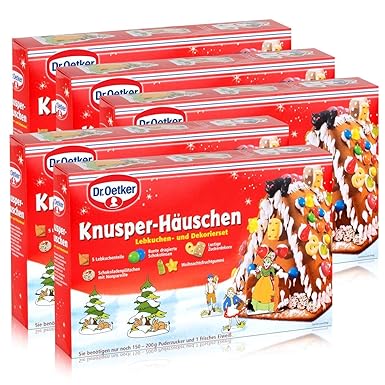 Dr.Oetker-Knusper-Häuschen Lebkuchenhaus Advent Weihnachten 403g (5er Pack)