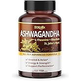 SOTALIX Supplement Ashwagandha All-in-1 Advanced Formula with L-Theanine, Rhodiola, St. John's Wort for Unwind & Relax & Strength (150 Count (Pack of 1))