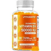Vitamatic Vitamin D3 50,000 IU, 60 Natural Orange Flavor Gummies | 1250 mcg Cholecalciferol, Once Weekly Serving, Gluten Free, Non GMO