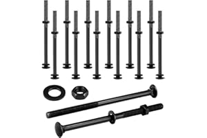 Zonon 12 Sets 1/2 x 8 Inch Black Carriage Bolt Kit Galvanized Carriage Bolt Set Includes Rust Resistance Washers and Nuts for Fastening Accessories