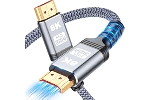IYAVVORT 8K 10K HDMI 2.1 Cable, 3.3Ft 5Ft 6.6FT 10Ft 13Ft 16Ft 19Ft 26Ft Certified Ultra High Speed HDMI Cable Braided Cord 48Gbps 4K@120Hz 8K@60Hz, DTS:X, HDCP 2.2 & 2.3, HDR 10 for Roku TV/PS5/HDTV/Blu-ray
