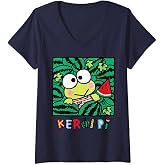 Womens Keroppi Watermelon Summer Fun V-Neck T-Shirt