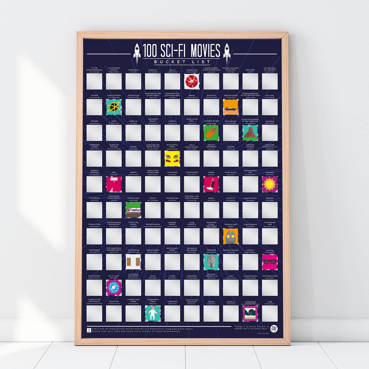 Gift Republic 100 Sci Movies Bucket List Scratch Off Poster, Purple