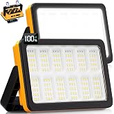 2Pack Solar Rechargeable LED Work Light with Magnetic Stand | 10000LM, 180 LED, Digital Display, IP66 Waterproof, 5 Modes, USB Output, Portable, for Mechanic/Car Repair/Camping/Fishing