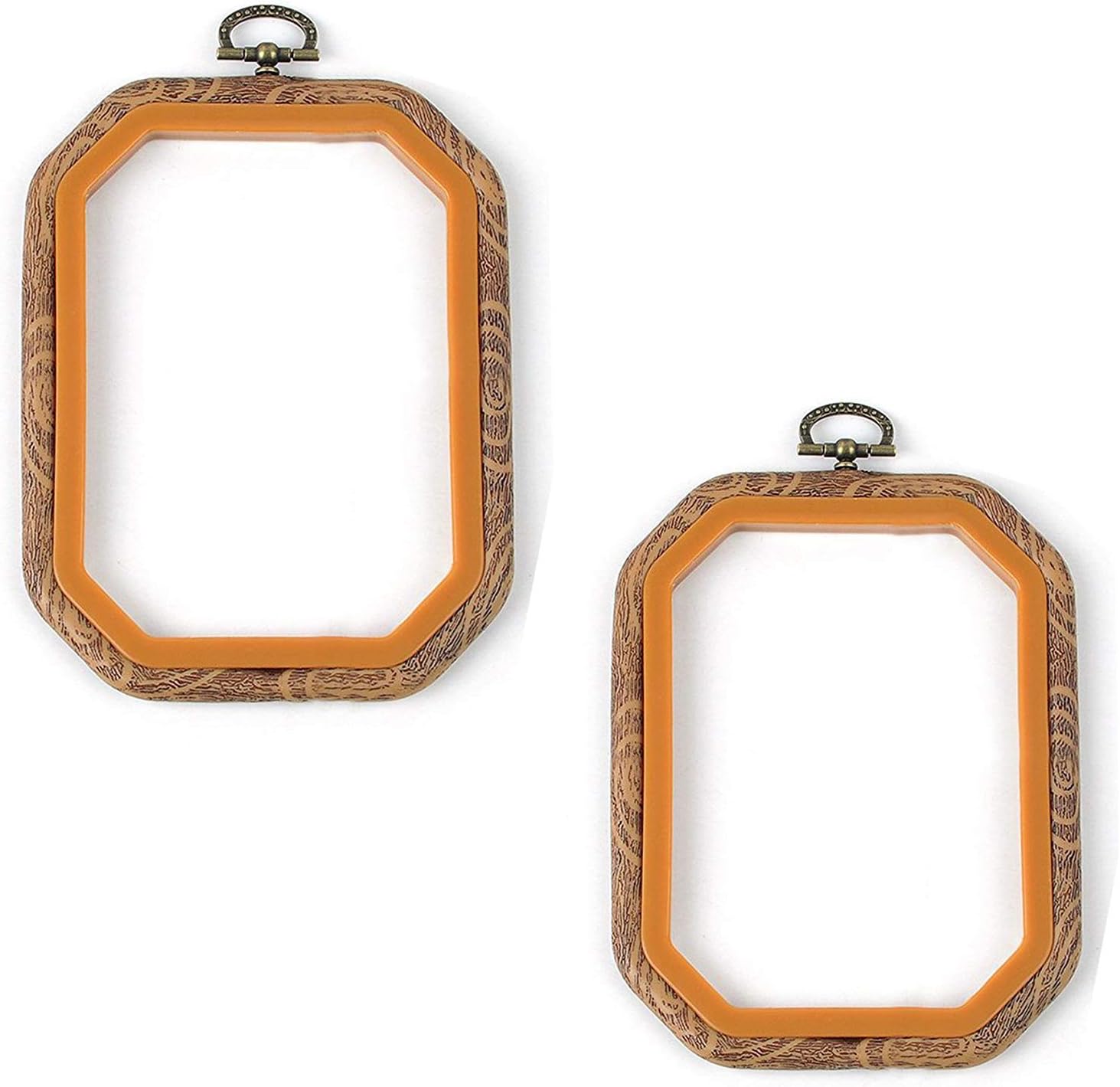 Embroidery Hoops Cross Stitch Hoop Ring Imitated Wood Circle Set Display Frame for Art Craft Handy Sewing and Hanging 2 Pcs 4.3by5.9inch