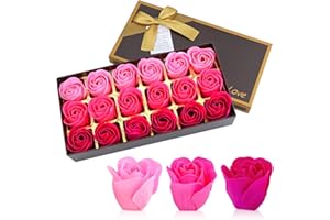 Floral Scented Bath Soap Rose Flower Petals, JIALEEY Plant Essential Oil Rose Soap Set Guest Soap Shaped Petals Best Gifts Ideas for Her Women Teens Girls Mom Birthdays, 18 PCS Pink