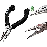 VAMPLIERS 5.5" Mini Precision Long Nose Pliers. Made in Japan. Needle Tip, Serrated Jaws, Wire Cutter & ESD Safe Grip. For Precision Work on PCB/SMD Electronics & PC Components/Electronic Repairs.